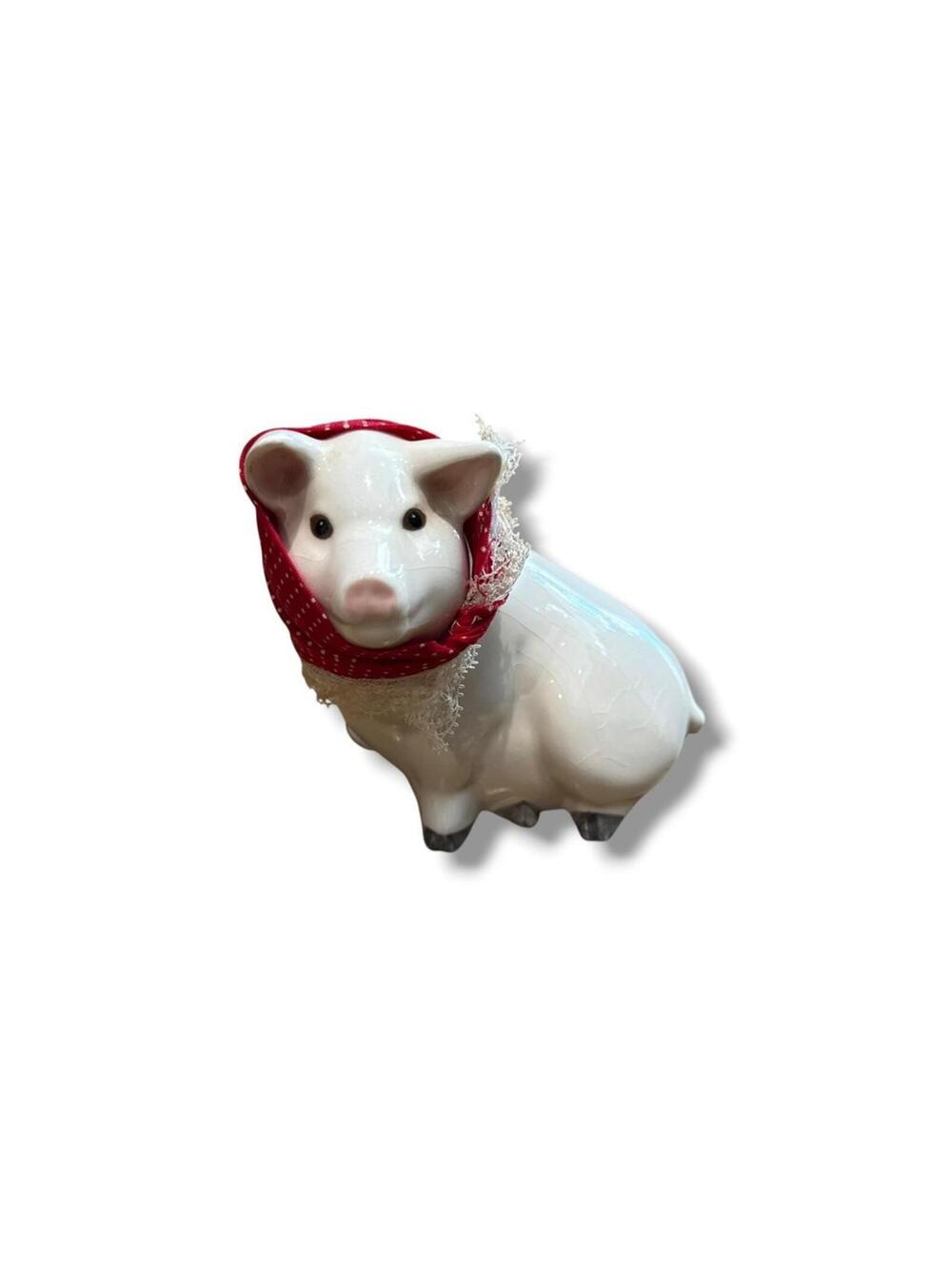 Vintage Ceramic Bandana Pig Figurine